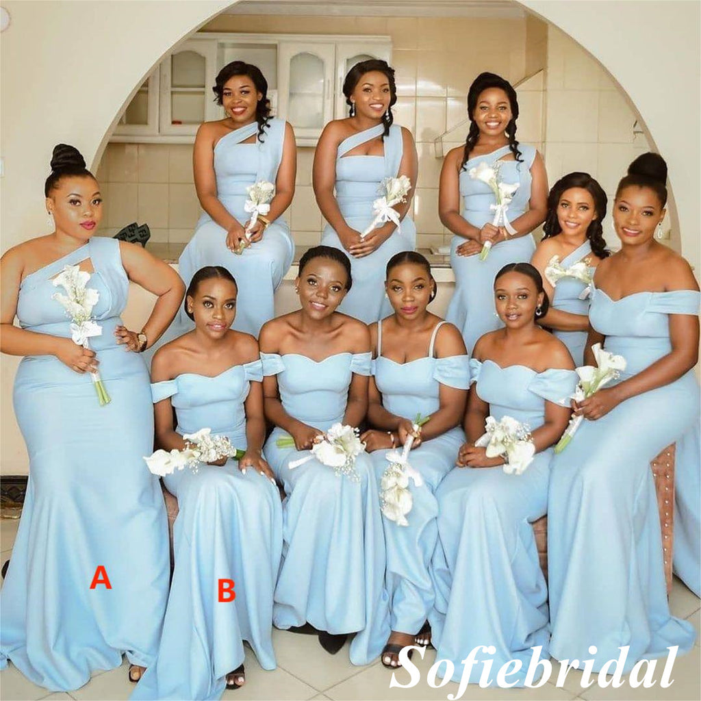 Mismatched Soft Satin Sleeveless Mermaid Floor Length Bridesmaid Dresses, SFWG00547