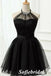 Sexy Back Tulle And Satin Halter Sleeveless A-Line Short Dresses/ Homecoming Dresses, HD0237