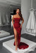 Sexy Soft Satin Off Shoulder Side Slit Mermaid Long Prom Dresses, PD0965