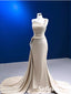 Sexy Soft Satin One Shoulder Sleeveless Mermaid Long Dress Prom Dress With Beading, PD01121