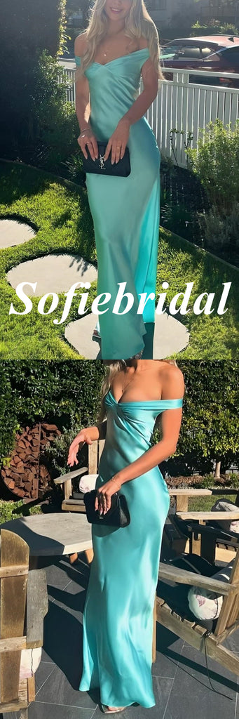 Sexy Soft Satin Off Shoulder Sleeveless Mermaid Maxi Prom Dress, PD01151