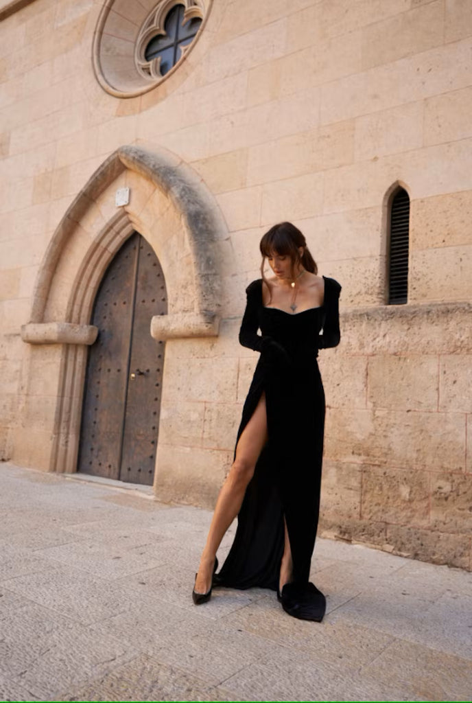 Long Sleeves Deep V-neck Red Sexy Prom Dresses, PD0992