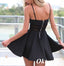 Sexy Black Chiffon Spaghetti Straps V-Neck A-Line Mini Dresses/ Homecoming Dresses, HD0251
