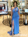 Sexy Soft Satin One Shoulder Sleeveless Side Slit Mermaid Floor Length Bridesmaid Dresses, SFWG00606