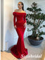 Sexy Rust Velvet Off Shoulder Long Sleeves Mermaid Long Prom Dresses, PD0962