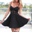 Sexy Black Chiffon Spaghetti Straps V-Neck A-Line Mini Dresses/ Homecoming Dresses, HD0251
