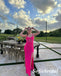 Sexy Gummy Pink Spaghetti Straps V-Neck Sleeveless Side Slit Mermaid Floor Length Prom Dress, PD01094