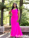 Sexy Gummy Pink Spaghetti Straps Sleeveless Mermaid Floor Length Prom Dress, PD01095