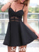 Sexy Black Chiffon Spaghetti Straps V-Neck A-Line Mini Dresses/ Homecoming Dresses, HD0251