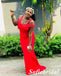 Sexy Red Cold Shoulderr Sleeveless Mermaid Floor Length Bridesmaid Dresses, SFWG00593