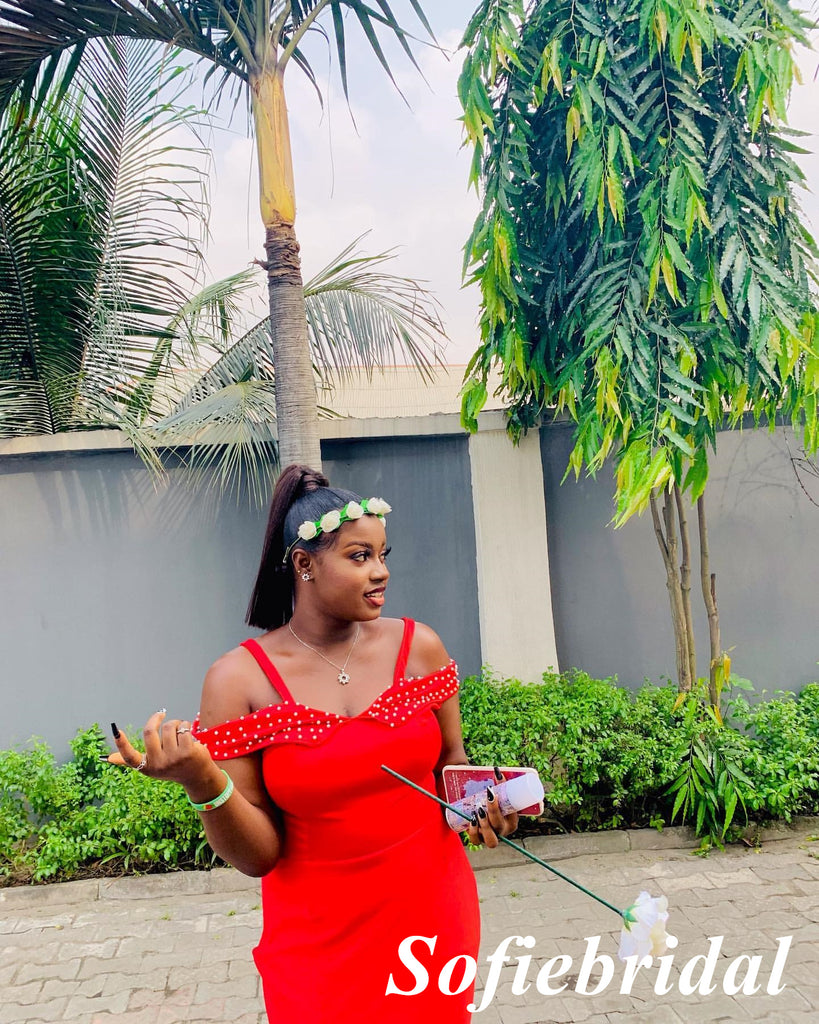 Sexy Red Cold Shoulderr Sleeveless Mermaid Floor Length Bridesmaid Dresses, SFWG00593