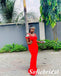 Sexy Red Cold Shoulderr Sleeveless Mermaid Floor Length Bridesmaid Dresses, SFWG00593
