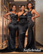 Sexy Mismatched Black Soft Satin Sleeveless Mermaid Floor Length Bridesmaid Dresses, SFWG00599