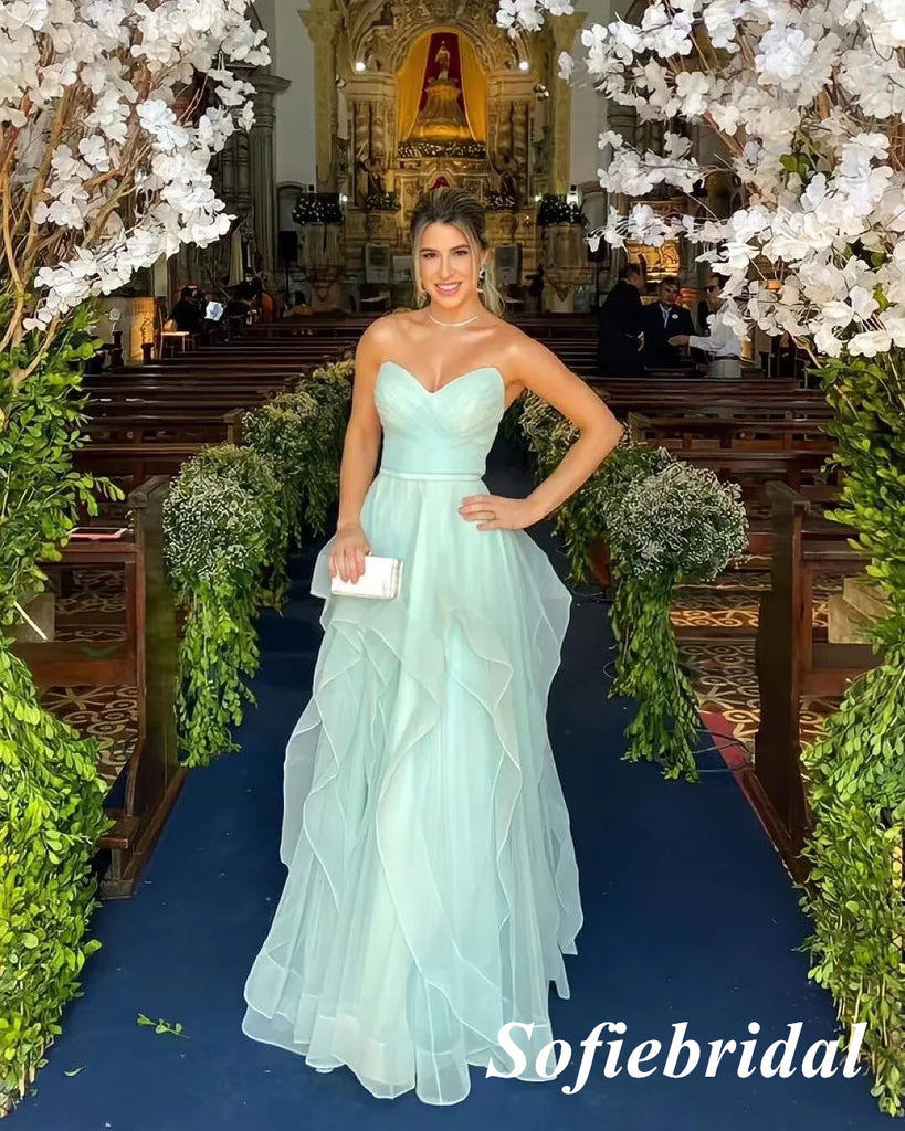 Sexy Tulle Sweetheart V-Neck Sleeveless A-Line Prom Dress, PD01022