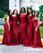 Mismatched Red Soft Satin Mermaid Floor Length Bridesmaid Dresses, SFWG00559