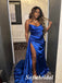 Sexy Soft Satin Sweetheart Side Slit Mermaid Long Prom Dresses With Trail, PD0943