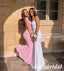 Sexy Gummy Pink Jersey Spaghetti Straps V-Neck Sleeveless Mermaid Floor Length Prom Dress, PD01064