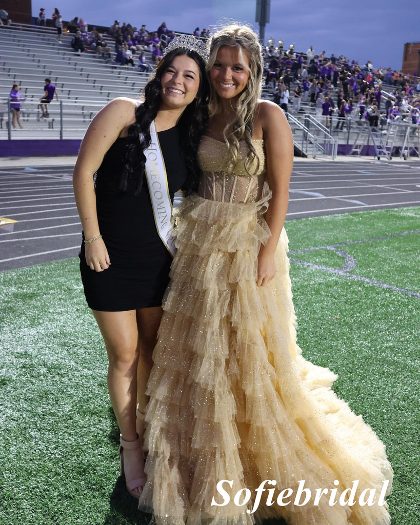 Shiny Tulle Sweetheart Sleeveless A-Line Floor Length Prom Dress, PD01074