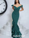 Sexy  Jersey Mermaid Off Shoulder V-Neck Stretchy Long Formal Prom Dresses, PD0912