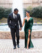 Sexy Velvet One Shoulder Long Sleeves Side Slit Mermaid Floor Length Prom Dress, PD01104