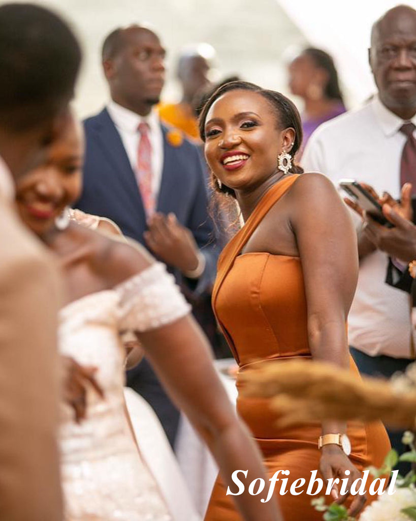 Sexy Mismatched Burnt-Orange Soft Satin Sleeveless Mermaid Floor Length Bridesmaid Dresses, SFWG00600