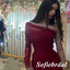 Sexy Red Tulle One Shoulder Long Sleeve Sheath Knee Length Prom Dress, PD01018