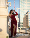 Sparkly Sequin One Shoulder Long Sleeve Side Slit Mermaid Long Prom Dress, PD01014