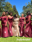 Sexy Mismatched Burgandy Soft Satin Mermaid Floor Length Bridesmaid Dresses, SFWG00531