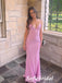 Sexy Gummy Pink Jersey Spaghetti Straps V-Neck Sleeveless Mermaid Floor Length Prom Dress, PD01064