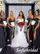Mismatched Black Soft Satin Side Slit Mermaid Floor Length Bridesmaid Dresses, SFWG00569