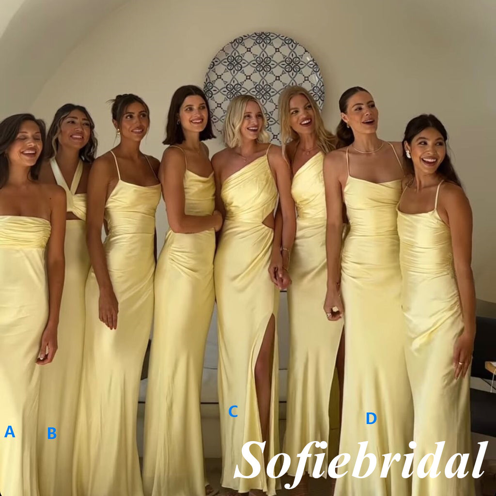 Sexy Mismatched Soft Satin Mermaid Floor Length Bridesmaid Dresses, SFWG00574