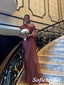 Sexy Brown Tulle And Soft Satin Sleeveless Mermaid Floor Length Bridesmaid Dresses With Trailing, SFWG00523