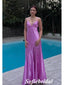 Sexy Soft Satin Spaghetti Straps Sleeveless Side Slit Mermaid Maxi Prom Dress, PD01153