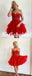Sexy Red Tulle Sweetheart V-Neck A-Line Mini Dresses/ Homecoming Dresses With Beading, HD0258