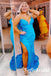 Sexy Soft Satin Sweetheart V-Neck Side Slit Mermaid Long Prom Dresses, PD0972