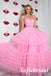 Sexy Pink Tulle Spaghetti Straps Sleeveless A-Line Floor Length Prom Dress, PD01058