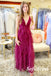 Sexy Tule Spaghetti Straps V-Neck Sleeveless Criss-Cross A-Line Long Prom Dresses, PD01009