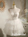 Sexy White Tulle Spaghetti Straps V-Neck A-Line Mini Dresses/ Homecoming Dresses With Beading, HD0257