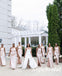 Sexy Soft Satin One Shoulder Side Slit Mermaid Floor Length Bridesmaid Dresses, SFWG00567