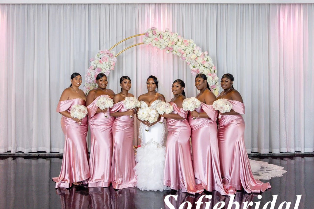 Sexy Soft Satin Off Shoulder Sleeveless Mermaid Floor Length Bridesmaid Dresses, SFWG00541