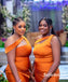 Sexy Mismatched Burnt Orange Soft Satin Mermaid Floor Length Bridesmaid Dresses, SFWG00532