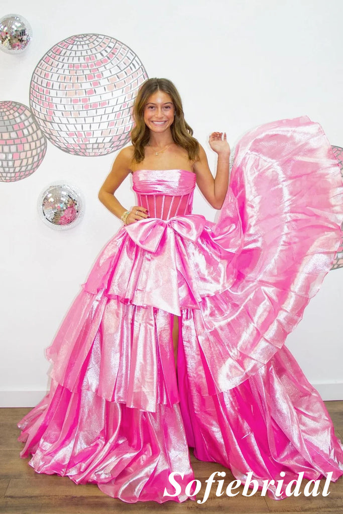 Shiny Special Fabric Sweetheart Sleeveless A-Line Maxi Prom Dress, PD01143