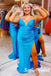 Sexy Soft Satin Sweetheart V-Neck Side Slit Mermaid Long Prom Dresses, PD0972