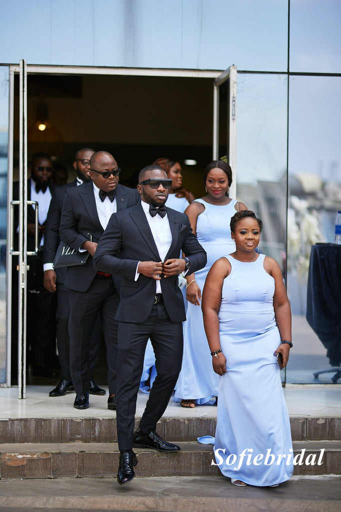 Sexy Soft Satin Halter Sleeveless Mermaid Floor Length Bridesmaid Dresses, SFWG00556