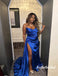 Sexy Soft Satin Sweetheart Side Slit Mermaid Long Prom Dresses With Trail, PD0943