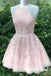 Sexy Tulle Halter A-Line Mini Dresses/ Homecoming Dresses With Lace, HD0269