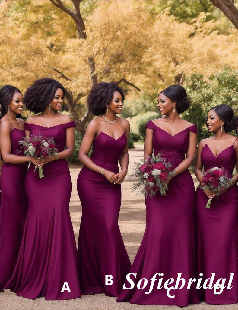 Mismatched FDY Fabric Mermaid Floor Length Bridesmaid Dresses, SFWG00565