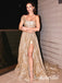 Shiny Special Fabric One Shoulder Sleeveless Side Slit A-Line Long Prom Dresses, PD0902