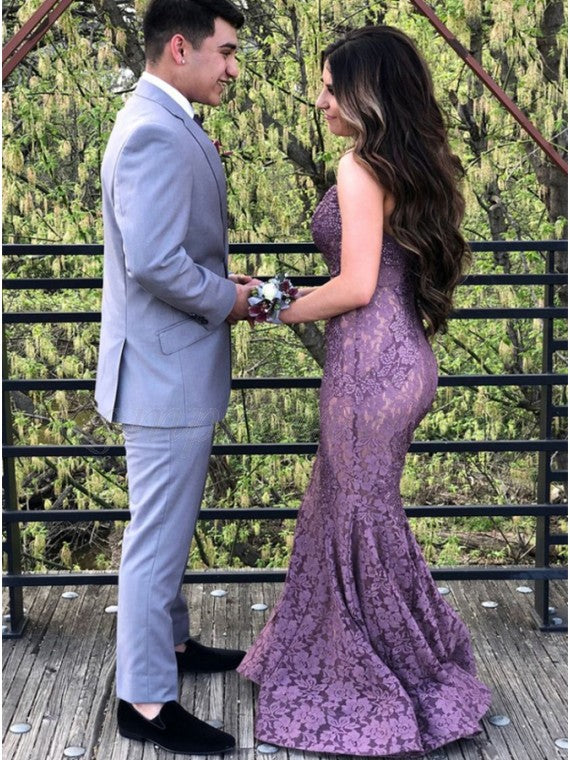 Sexy Mermaid Lace Long Prom Dresses, Popular Prom Dresses, PD0880