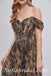 Elegant Special Fabric Off Shoulder V-neck Sheath Side Slit Long Prom Dresses,SFPD0350